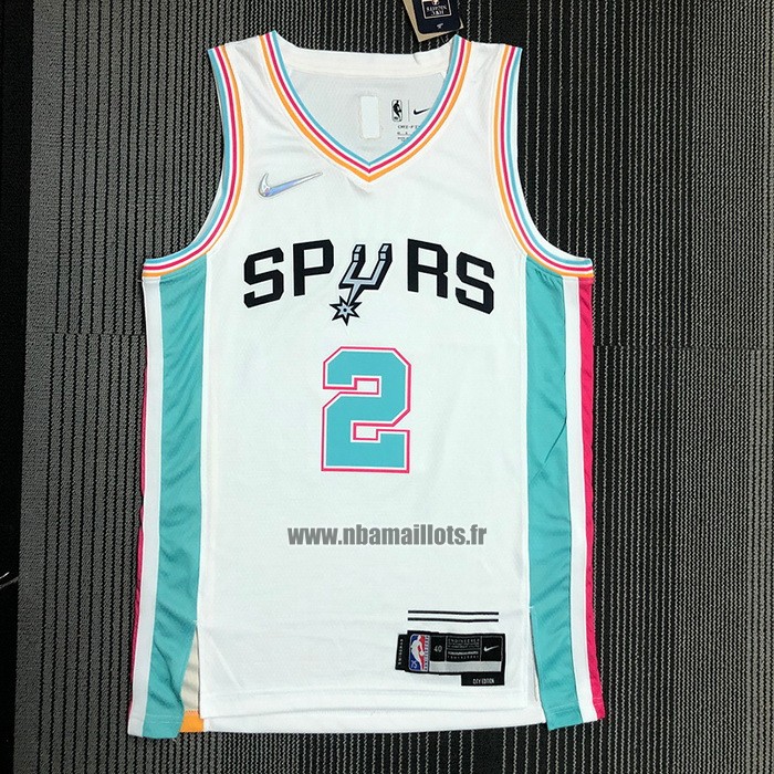 Maillot San Antonio Spurs Kawhi Leonard NO 2 Ville 2021-22 Blanc